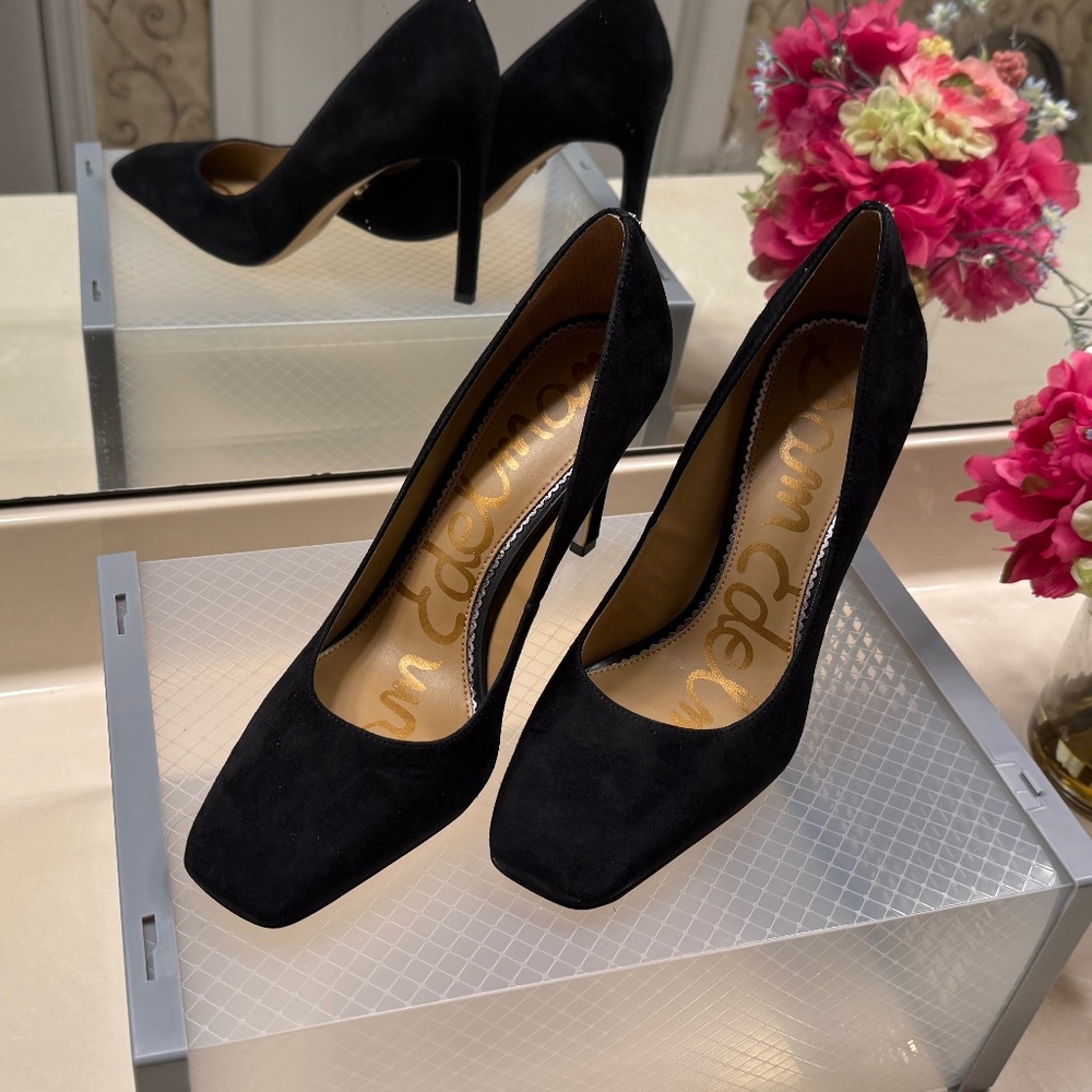 Sam Edelman Beth Womens Suede Leather Pumps Black Size 10 (NEW)